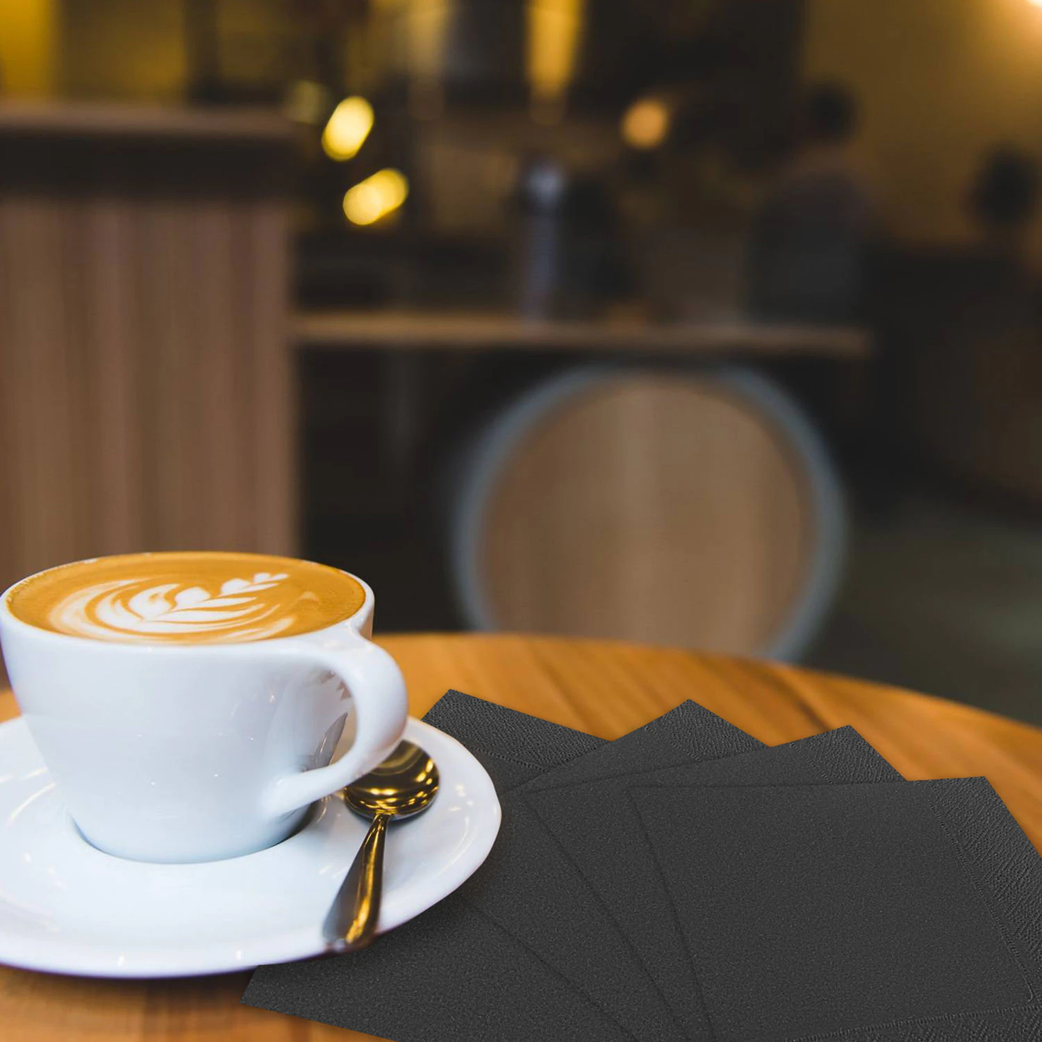 Салфетки бумажные 2-х слойные LAIMA 33 x 33 см, 1/4 сложение черные, 200 л